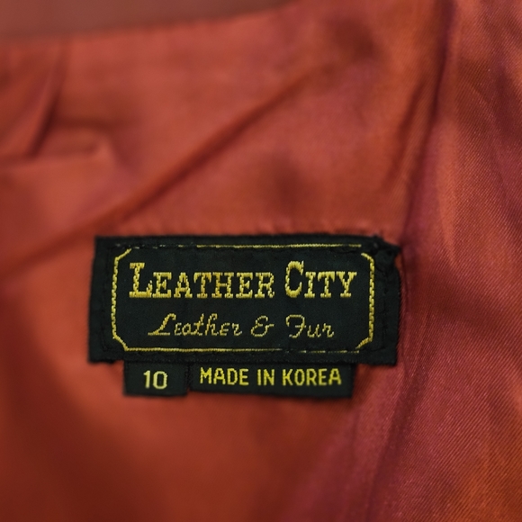 Vintage leather skirt red size 10 - Picture 7 of 13